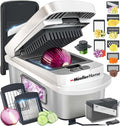 MUELLER HOME Pro-Series 10-in-1, Stainless Steel Multi Vegetable Chopper | 8 Blade Mandoline Slicer, Kitchen Accessories and Essentials, Food and Veggie Chopper, Mincer, Dicer, White Sand/Grey