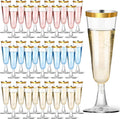 200 Pack Plastic Champagne Flutes with Gold Rim, 5.5 Oz Clear Disposable Plastic Champagne Glasses, Wine Glasses Cups for Wedding Celebration Birthday Party Wine Tasting New Years Eve Party Supplies