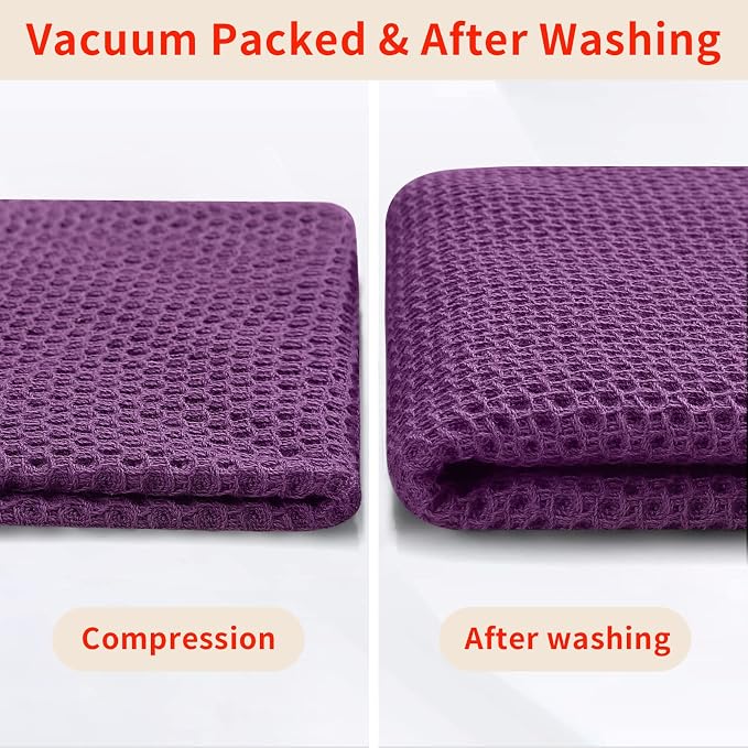 Homaxy 100% Cotton Waffle Weave Kitchen Dish Cloths 6-Pack, Purple | 12 x 12 Inches, Ultra Soft Absorbent Dish Towels, Quick Drying Dish Rags with Hanging Loop