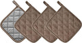 Kitchen Pot Holders Set Heat Resistant Pure Cotton Potholders Kit Trivets Large Coasters Hot Pads Terry Pot Holders for Everyday Cooking and Baking by 7 x 7 Inch Set of 4 Brown