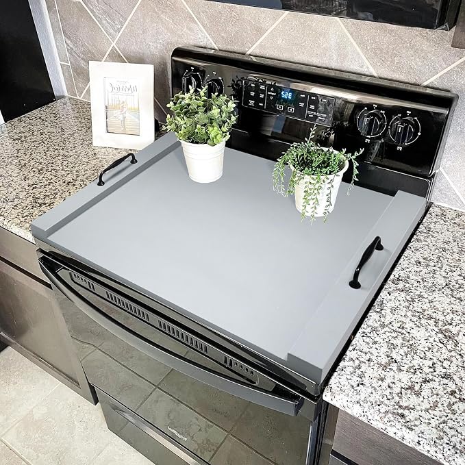GASHELL Noodle Board Stove Cover with Handles, Multiple Stove Top Cover Board for Electric/Gas Stove Top(Grey)