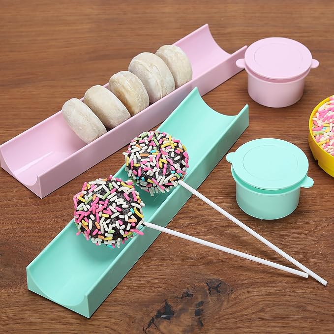 Round Cake Pop Mold Set with 9in Tray and Sticks- Blue | ABS Cake Pop Maker with Cutter and Pusher, perfect for making uniform cake pops for parties, weddings, and homemade desserts.
