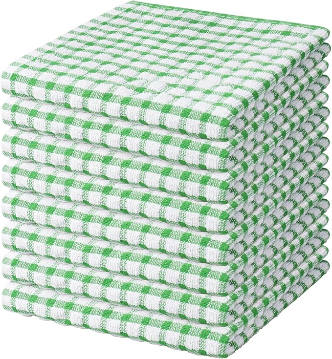 Nialnant 8 Pcs Kitchen Dish Rags,100% Cotton Kitchen Towels | Soft Absorbent Quick Drying Dish Cloths for Washing Dishes,Cleaning rags - 11 x 11In Green