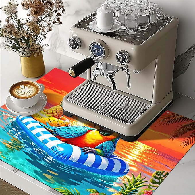 HOMETITUTE Summer Stove Top Cover 28x20 Tropical Parrot Ocean Heat Resistant