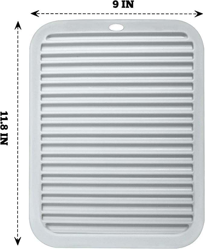TOPULORS 3 PCS Silicone Trivets for Pots and Pans 9"x12" Heat Resistant Mat Hot Pads for Kitchen Quartz Countertops - Dish Drying Mat Non-Slip Potholders Pot Holders Trivets for Hot Dishes - Gray