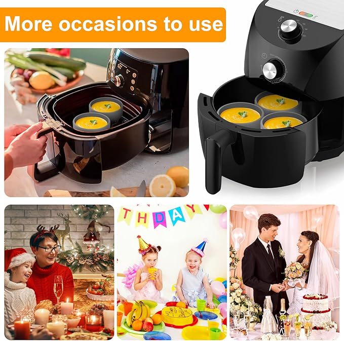 3Pcs Silicone Air Fryer Egg Mold,3 Pcs Reusable Nonstick Egg Bites Pan-Alternative to Microwave Egg Cooker/Sous Vide Egg Bite Maker,BPA Free,Dishwasher Safe,Air Fryer Accessories(Grey,3pcs)