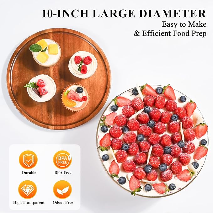 LOVYANXUE 197 oz Large Glass Salad Bowl with Acacia Wood Lid - Glass Trifle Bowl, Versatile Serving Bowls for Cake, Salad, Fruit, Baking, Dessert, Meal Prep, Storing, Microwave & Oven Safe, BPA Free