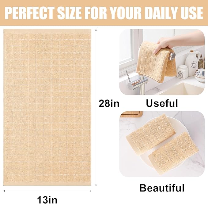 Homaxy 100% Cotton Terry Kitchen Towels, 4 Pack, Apricot | Ultra Soft and Absorbent Dish Towels for Kitchen, Suitable for Drying and Washing Dishes