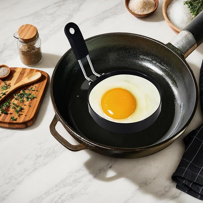 2-Pack 3.5'' Egg Rings Set with Silicone Handle, Stainless Steel Egg Cooking Rings,Nonstick，For Frying Eggs and English Muffins Pancake, Egg Mold Shaper For Breakfast