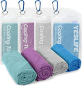 YESLIFE Cooling Towels, 4-Pack 40"x12", Multicolor Set F | Microfiber gym towels, soft breathable neck wrap, cooling towel for yoga running sport camping, Multicolor, 4-pack