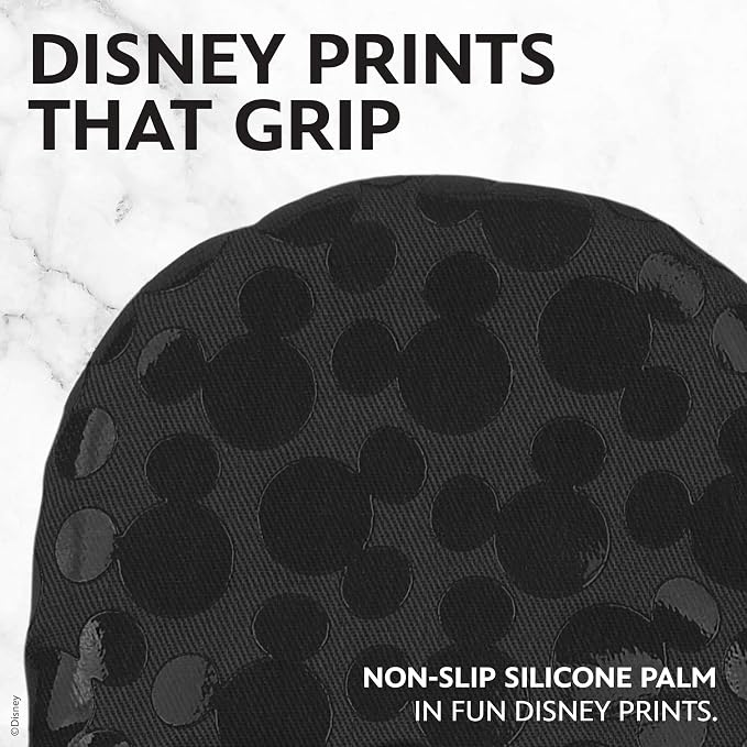 Disney Mickey & Minnie Mini Oven Mitts, 2-Pack, Heat Resistant 450F | Compact 5.5"x7.5" pot holders for kitchen, printed silicone offers non-slip grip, ambidextrous, hand wash or spot clean