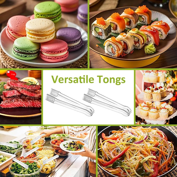 12 PCS Plastic Tongs, Plastic Tongs for Serving Food, 6.3 Inches Clear | Disposable Tongs, Mini Tongs, Kitchen Small Serving Utensil Tongs for Party Ice Catering Buffet Bakery Salad