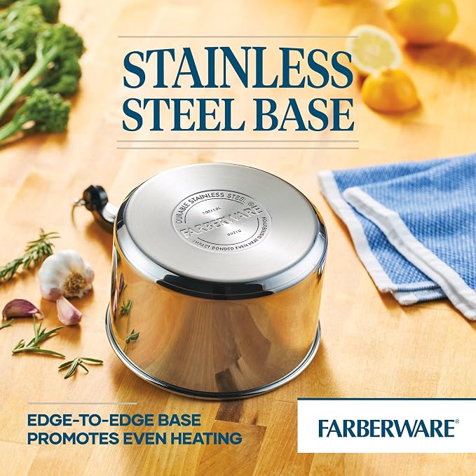 Farberware Classic Stainless Steel 2-Quart Mirror Satin Covered Saucepan,Silver,(Pack of 3)