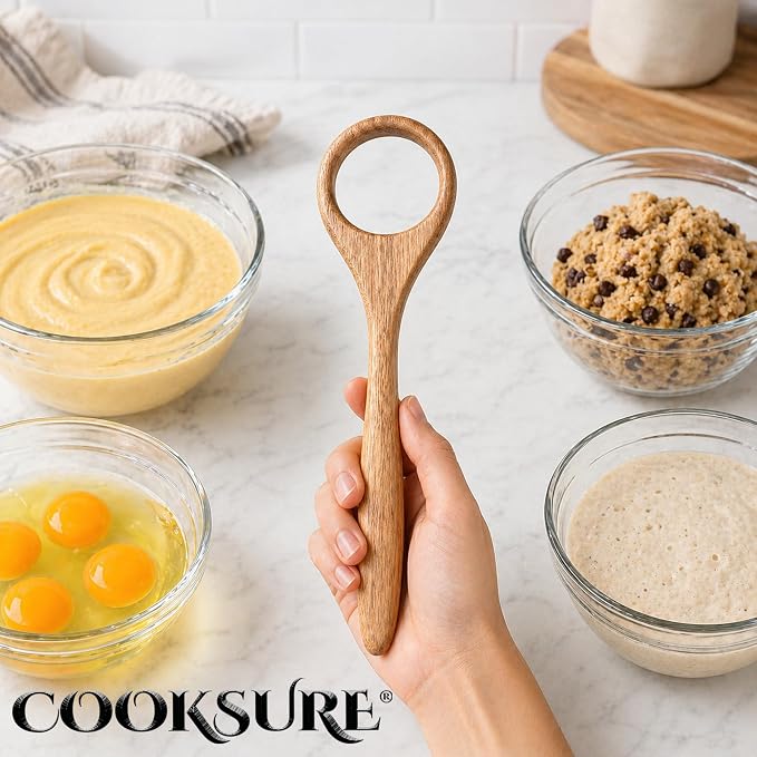 Danish Dough Whisk for Sourdough Bread – 13 Inch Bread Whisk with Wooden Handle – Smoothly Sturdy for Heavy Dough Baking, Swedish Dough Whisk Tool