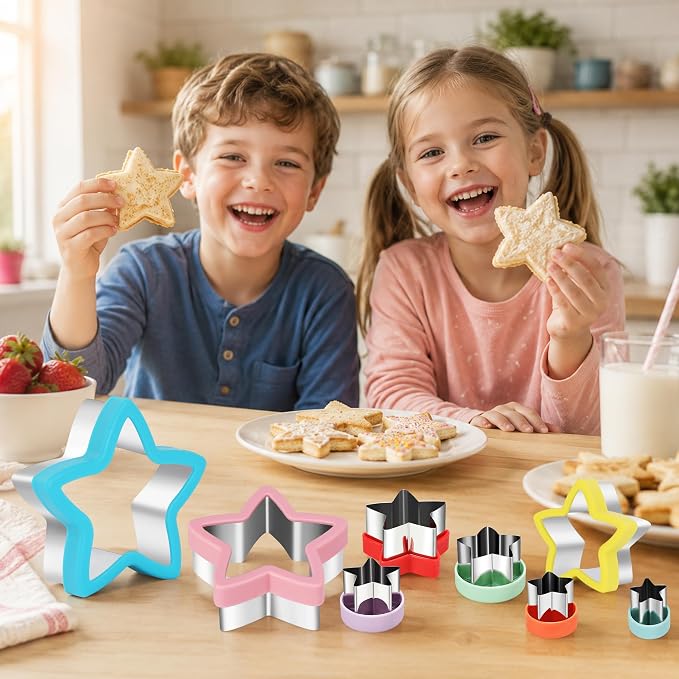 laxizar 8 Pcs Star Cookie Cutters Set Stainless Steel Biscuit Cutter