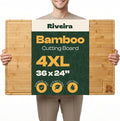 Riveira Extra Large Bamboo Cutting Board for Kitchen, 36" x 24", 0.8 Inch Thick – Large Wood Cutting Board with Juice Groove, Reversible Butcher Block Cutting Board for Meat, Bread & Charcuterie