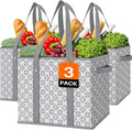 Reusable Grocery Bags 3 Pack, Foldable & Water Resistant Shopping Bags | Large Grocery Tote Bag Water Resistant Shopping Bags Foldable Grocery Bag for Clothes,Shoes and Picnic