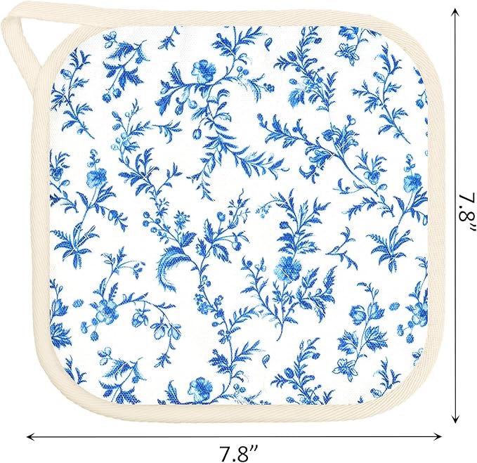 6 Pack Pot Holders 100% Cotton Heat Resistant Potholder, Machine Washable Pot Holder, Hot Pads, Table Pads for Cooking Baking (U)