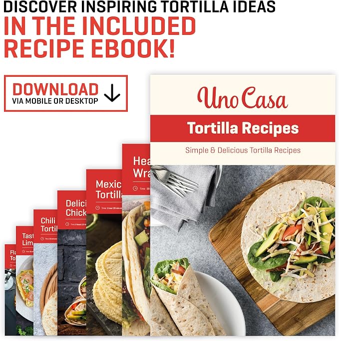 Uno Casa 10 Inch Cast Iron Tortilla Press & Comal Pan Bundle - Non-Stick, Heat-Resistant, Family Size, Gas Stovetop Compatible