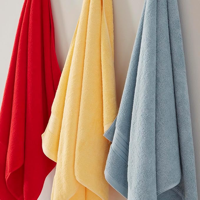 COZYART Luxury Bath Towel Set 3 PCS, Yellow 100% Turkish Cotton 650 GSM | OEKO-Tex 100 Certified Zero Twist Ring Spun, Soft Absorbent Quick Dry, Plush Fluffy, Breathable Hotel Quality for Daily Use