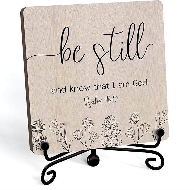 Home Decor, Farmhouse Be Still And Know That I Am God Shelf Decor For Living Room, Christian Gifts For Women Men, Entryway Tv Stand Fireplace Mantle Coffee Table Decoration (Still-15)