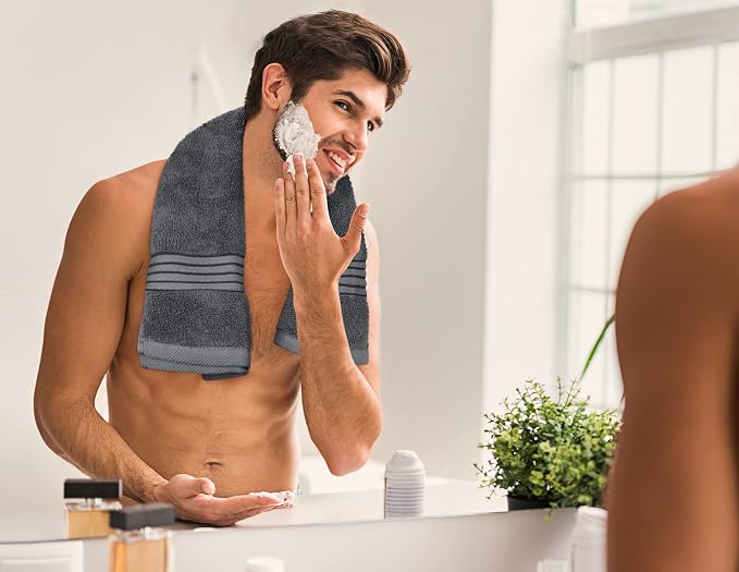 Utopia Towels 8 Piece Premium Towel Set, 2 Bath, 2 Hand, and 4 Washcloths, 100% Ring Spun Cotton, Highly Absorbent Towels for Bathroom, Sports, and Hotel, Grey (Pack of 3)