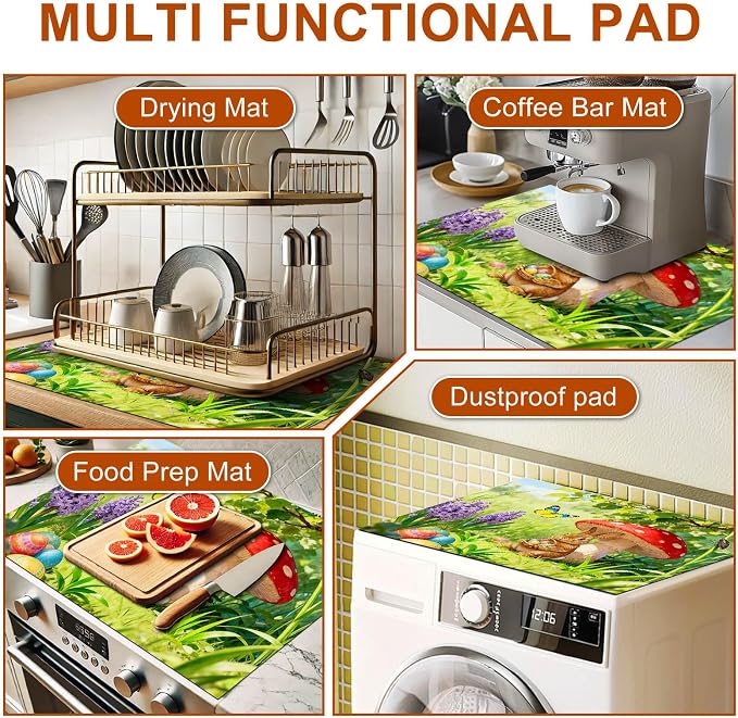 HOMETITUTE Spring Stove Top Cover 28x20 Bunny Mushroom Heat Resistant