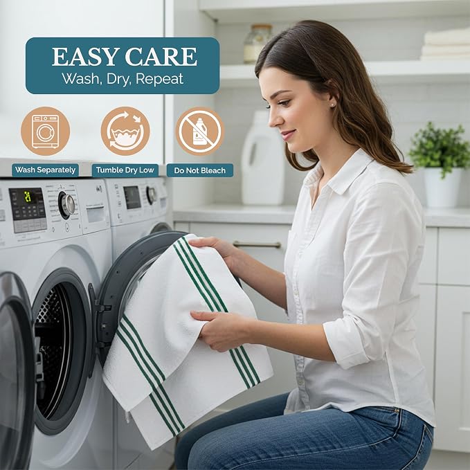 Casa Platino Kitchen Towel Set 8 Pc - 4 Dish Cloths for Washing Dishes (13"x13") & Kitchen Towels (16"x26") - Cotton Rich, Soft, Absorbent Wash Rags, Quick Dry & Durable Tea Towels for Wiping - Olive.