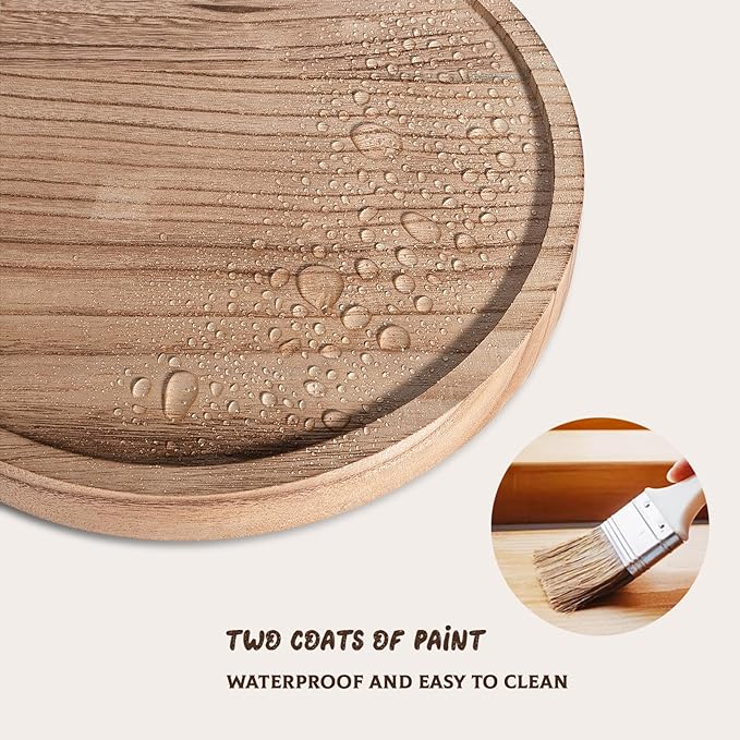 Wood Lazy Susan Turntable Kitchen Decor Round Table Tray, 10" Brown | Waterpoof, Easy clean, Non-slip, Rotating Wooden Decorative Pantry Table Tray for Seasoning, spice, snack