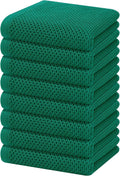 Homaxy 100% Cotton Waffle Weave Kitchen Dish Towels 8-Pack, Dark Green | 13 x 28 Inches, Ultra Soft Absorbent Dish Towels, Quick Drying Cleaning Towels