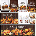 Fourluoo 10 Pcs Fall Pumpkin Kitchen Decor Set for Gift Cooking | Includes 4 Microfiber Towels, 2 Polyester Rugs and Pot Holders, Plus Foam Insulated Oven Mitts for Daily Kitchen Tasks