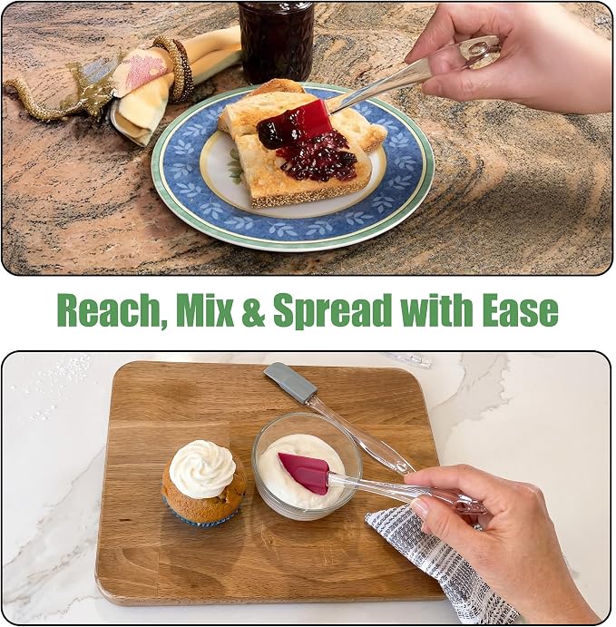 Evelots 6-Piece Mini Spatula Set, Small Silicone Spatulas for Baking | Small BPA-free silicone utensils resist heat up to 446°F; ideal for mixing, scraping, spreading & reaching jars and bowls.