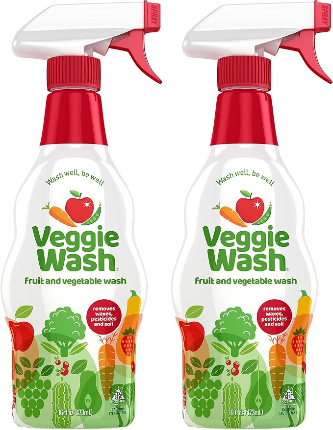 Veggie Wash Fruit and Vegetable Wash, 16 Fluid Ounce, Pack of 2 | Ideal for Cleaning Produce, Kosher, Vegan, Plant-Derived Ingredients, Unscented, No Parabens, Packaging May Vary