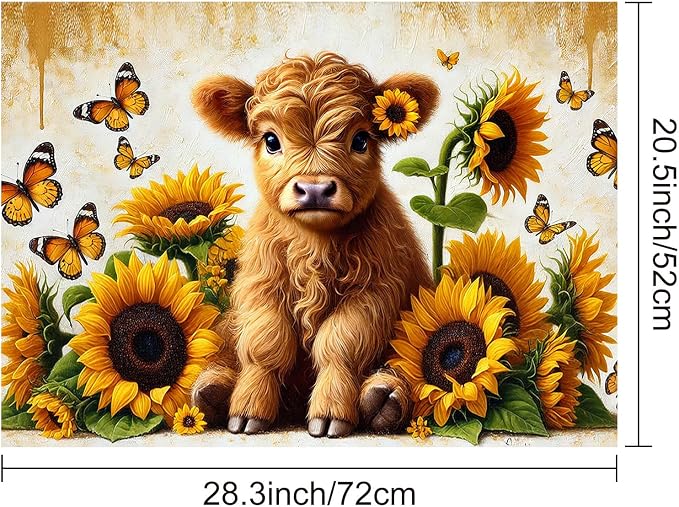 HOMETITUTE Highland Calf Stove Top Cover 28x20 Sunflower Diatomite Mat