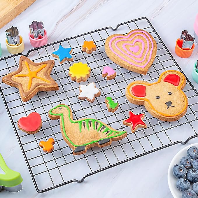 Sandwich Cutters for Kids Lunch 12 Pcs | Cookie Cutters Set, Vegetable Fruit Cutters Shapes, Stainless Steel, Biscuit Cutters, Dinosaur Mouse Heart Star