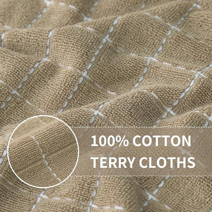 Homaxy 100% Cotton Terry Kitchen Towels, 5 Pack, Tan | Ultra Soft and Absorbent Dish Towels for Kitchen, Suitable for Drying and Washing Dishes