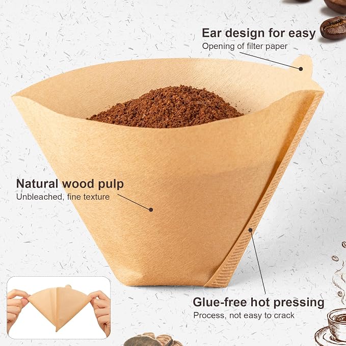 100 Count #4 Cone Coffee Filters 8-12 Cup Compatible with Ninja Maker | Unbleached, Disposable, Natural Wood Pulp Coffee Filters Compatible with Ninja, Pour Over and Drip Coffee Maker