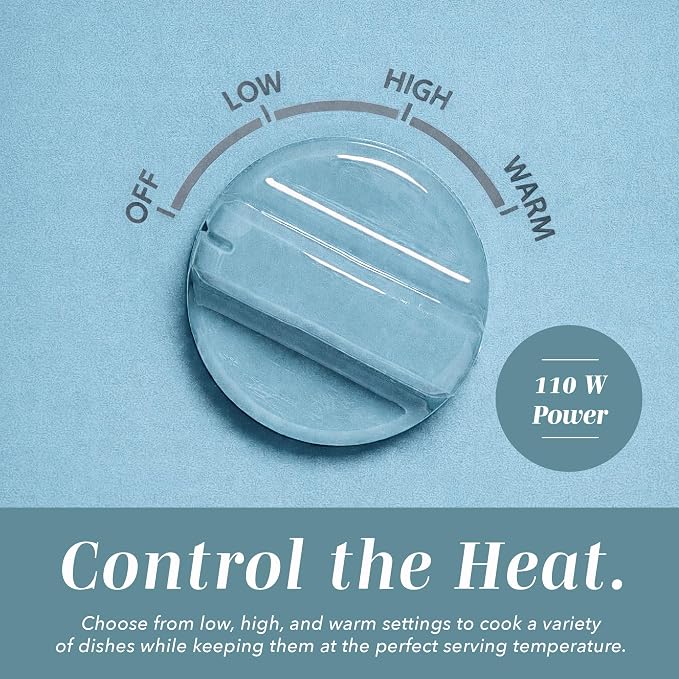 COOK WITH COLOR 2QT Mini Electric Round Slow Cooker - Adjustable Settings, Removable Stoneware Pot, Tempered Glass Lid, Dishwasher Safe, Cool-Touch Side Handles, Slate Blue