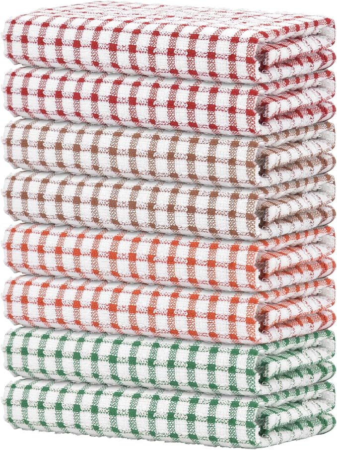 Nialnant 8 Pack Kitchen Towels, Dish Towels for Kitchen, 100% Cotton Dish Cloths for Washing Dishes, Quick Drying Reusable Cleaning Rag - 25 x 16 in