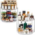 2 Set 2 Tier Non-Skid Acrylic Lazy Susan Organizer - Rotating Spice Rack - Turntable Spinning Organization for Kitchen, Pantry, Countertop, Closet, Bathroom, Vanity, Medicine Cabinet Organizing, 10''