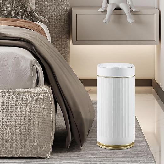 SYNCVIBE Bathroom Trash Can with Lid, 2 Gallon, Motion Sensor | Automatic Garbage Can, 7.5 Liter Smart Trash Bin, Narrow Plastic Wastebasket for Bedroom, Office and Living Room