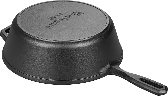 VORRINGARD Pre-seasoned Cast Iron Double Dutch Oven Pot with Skillet Lid, for Bread Baking, Outdoor, Campfire Cooking, 3 Quart