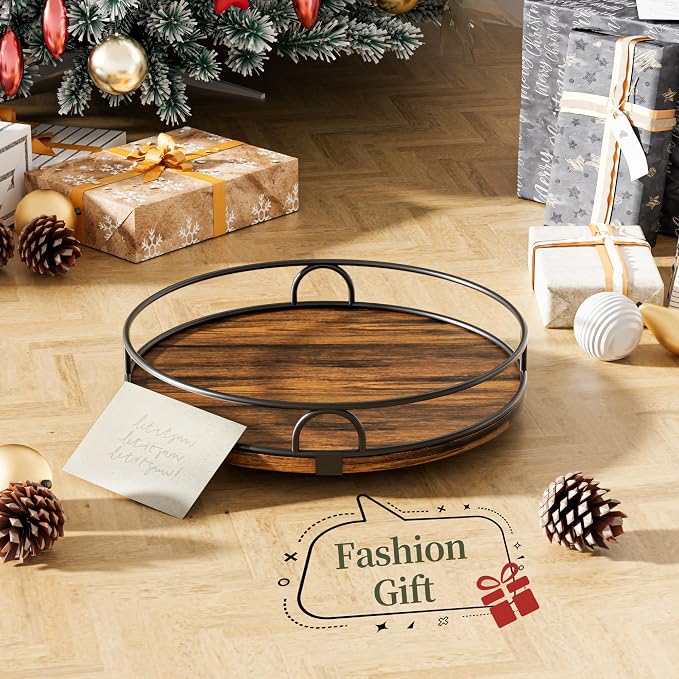 LAMU 9'' Rotating Lazy Susan Organizer, Wooden Lazy Susan Turntable | Pantry Storage for Table Top, Spice Organization, Cabinet, Kitchen, Bathroom Vanity, Table Decor