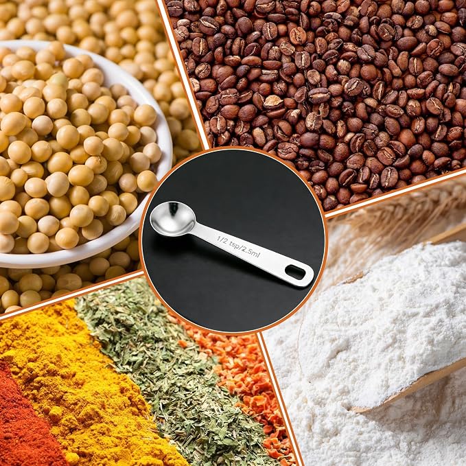 5PCS 1/2tsp(1/6tbsp, 2.5 ml) Measuring Spoon Teaspoons Stainless Steel Measure Spoons for Precise Cooking, Baking and Spices Measurement