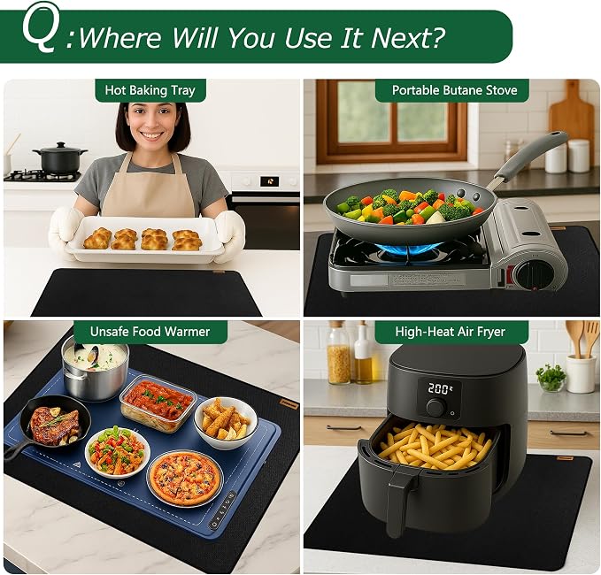 Fireproof Stove Top Covers for Electric Stove, Waterproof & Heat Resistant Mat for Glass Top, Stovetop Protector, Anti-Scratch, 30x21 Black