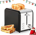 Simple Deluxe 2-Slice Toaster, Stainless Steel Toaster, 6 Browning Setting and 3 Function, Extra Wide Slot & Removable Crumb Tray, for Bread & Waffle, Black