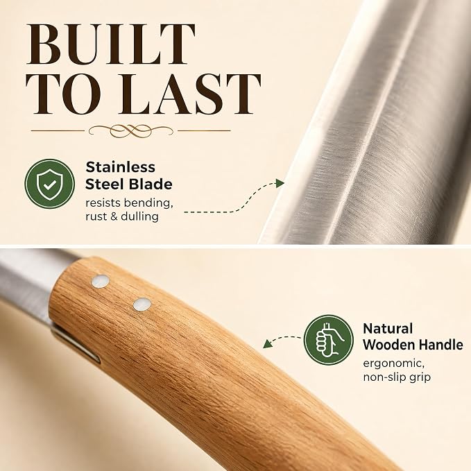 Vegetable Corer Tool, Zucchini & Eggplant Corer, Stainless Steel Blade | Stainless Steel vegetable corer tool with Wooden Handle for easy coring of zucchini, eggplant, kousa, squash, pepper