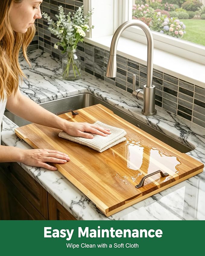 Gaialoop Noodle Board Stove Cover for Gas Stove with Handles, Acacia Wood | Acacia wood stovetop cover adds counter space, hides stains, elevates your kitchen and protects most 30" gas stoves