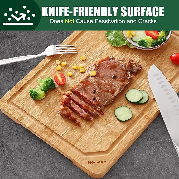 Homaxy Extra Large Organic Bamboo Cutting Boards for Kitchen, 17.5"x12" | Wood XL Cutting Board with Juice Groove and Handles, Charcuterie Butcher Block Serving & Chopping Board, Pre Oiled