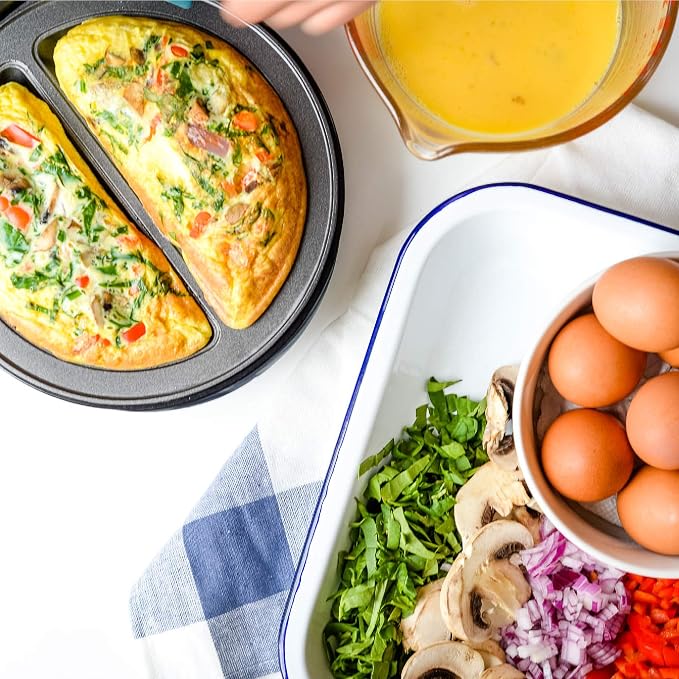 Holstein Housewares Stainless Steel 2 Section Omelet & Frittata Maker, Non Stick Coating, Easy To Clean, Indicator Lights, Compact Storage, Prepare Versatile Recipes in Minutes. 2 Portions, Yellow